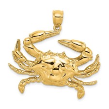 14k Yellow Gold Crab Pendant Nautical Zodiac Cancer Sea Life Charm for Men Women