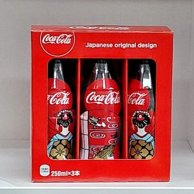 Rare Coca-Cola Japan Limited Edition  Bottle 3-Pack Set - Kimono & Koi Design