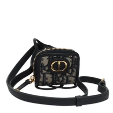 Christian Dior Trotter Canvas Oblique Phone Holder Airpods Case Navy Auth BD790V