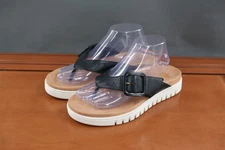 Vionic Uptown Marin Sandal Womens 9 Black Leather Slip On Arch Support Shoes