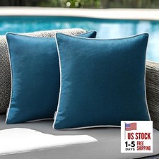 Set of 2 Outdoor Waterproof Pillow Covers 18" x 18" Pack of 2 Navy Blue