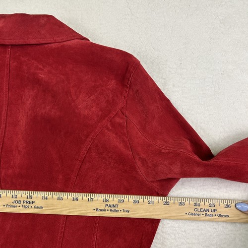 Vintage Live a Little Jacke Damen XL rot Wildleder Leder durchgehender Reißverschluss Kragen - Bild 10 von 15