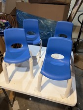 Children  s Factory MyPosture 10  H Child Chair, 4 Pack, Blue With Chrome Legs---