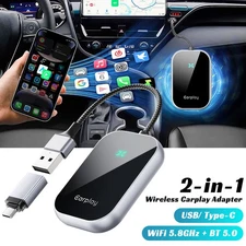2in1 USB Wireless Carplay Android Auto Car Adapter 5.8Ghz WiFi Bluetooth Adapter