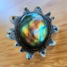 Handmade Artisan Sterling Silver 925 Large Natural Labradorite Ring