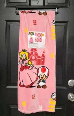 Super Mario Soft Plush Throw Blanket 50'' x 70'' Princess Peach Nintendo Pink 
