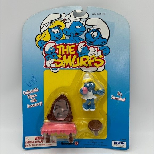 Smurfs 20234 Smurfette Vanity Table Mirror Vtg Super Smurf Figurine On ...