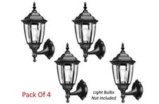 Premium Outdoor Wall Lantern Sconce With 6 Panel - Pack of 4
