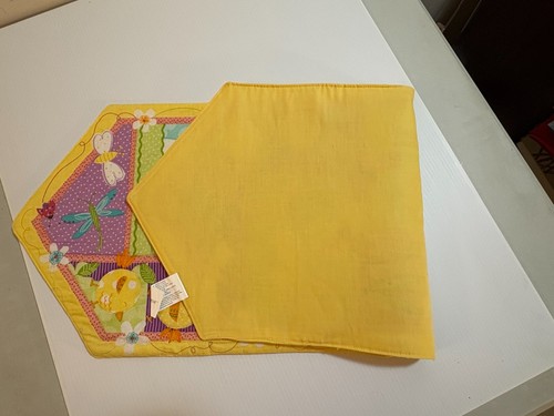 Blossoms & Blooms Cotton Yellow Happy Spring Bunny Chick Table Runner 12" x 35" - Picture 5 of 5