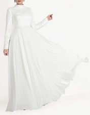 muslim islamic women dress Stunning Wedding Elegant Evening Maxi White Dresses 