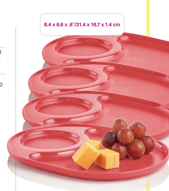 4 Tupperware Snackatizer Plates Divided Trays Place for Cup & Snack