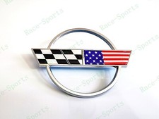 1pc Chrome Rear Gas Lid Blue Cross Us Flags Emblem 1984-1996 C4 Corvette