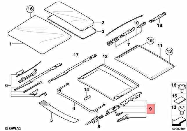 Genuine Mechanism for floating headliner front BMW E91 316d 316i 