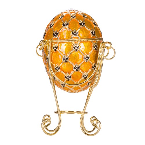 Faberge Imperial Coronation Egg Trinket jewel box with carriage 19 cm yellow - Picture 6 of 7
