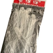 Xiyangyang Kumeng Gathered Finger Lace Sequin Satin Gloves White Bridal Costume