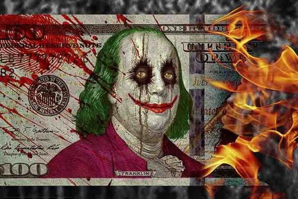 a DROPof JOKER/ GODDEATH 国内盤CD フリーペーパー付き 100 Dollar Bill Joker by Daveed Benito Laminated Poster - 36.5