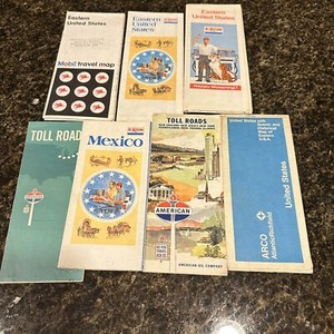Vintage Map Lot (7) Gas Oil Company 1970s Road Maps Exxon American Mobil