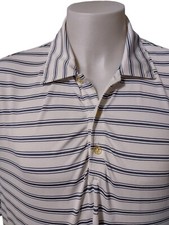 Nike Golf Polo Shirt Men s Large Standard Fit. Fit Dry White With Blue Stripes
