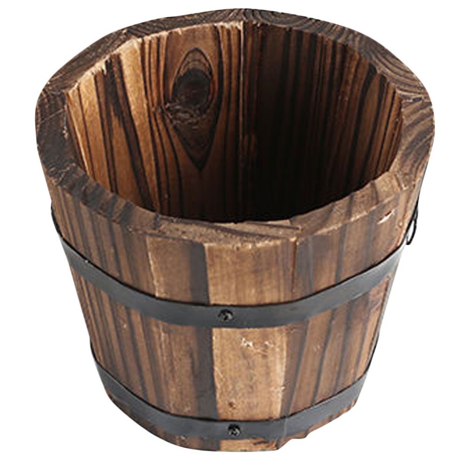 wishing well pail Planter Wooden Flower Pot Wood Flower Bucket Wooden