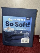 Serta So Soft 4-Piece Blue Twin Bed Sheet Set Soft Washed Brushed Deep Pockets