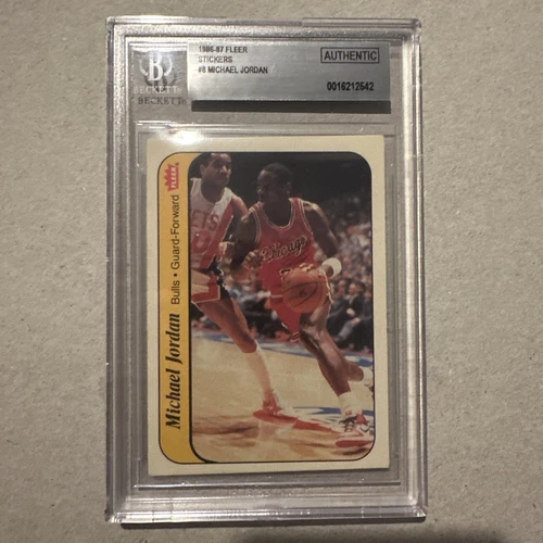 1986/87 Fleer Stickers #8 MICHAEL JORDAN Beckett Graded Authentic...