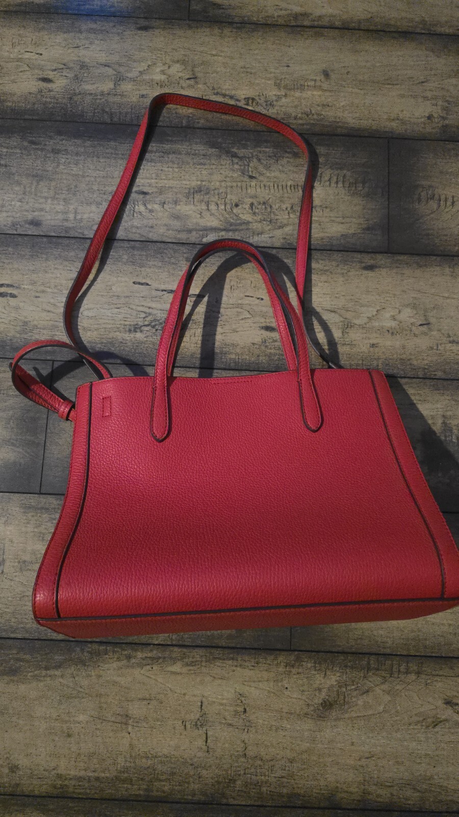 Banana Republic Tote Bag Womens Red  Leather 12X9X6 image 4