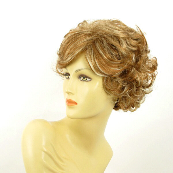 Perruque courte bouclée blond cuivré méché blond clair Mathilde F27613 - 2