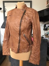 Pepe Jeans Brown Leather Biker Style Jacket Size Small