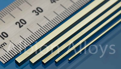 Albion Alloys SBW25 - Vierkant Messingstab - 2 x 2,5 mm x 2,5 mm x 305 mm lang - 2. Po