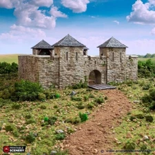 Medieval Stone Fort Walls, Terrain for DND, Tabletop Games, TTRPG, Minis (28mm)