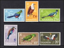 M26645 Uganda 1965 Birds High Vals lmm Sg121/126 Cat &pound;45
