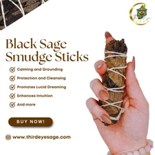 Black Sage Mugwort Bundled Smudge Sticks 4″ - Spiritual Cleansing