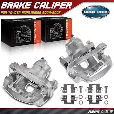 Pair Rear Brake Calipers with Bracket for Toyota Highlander 2004 2005 2006 2007
