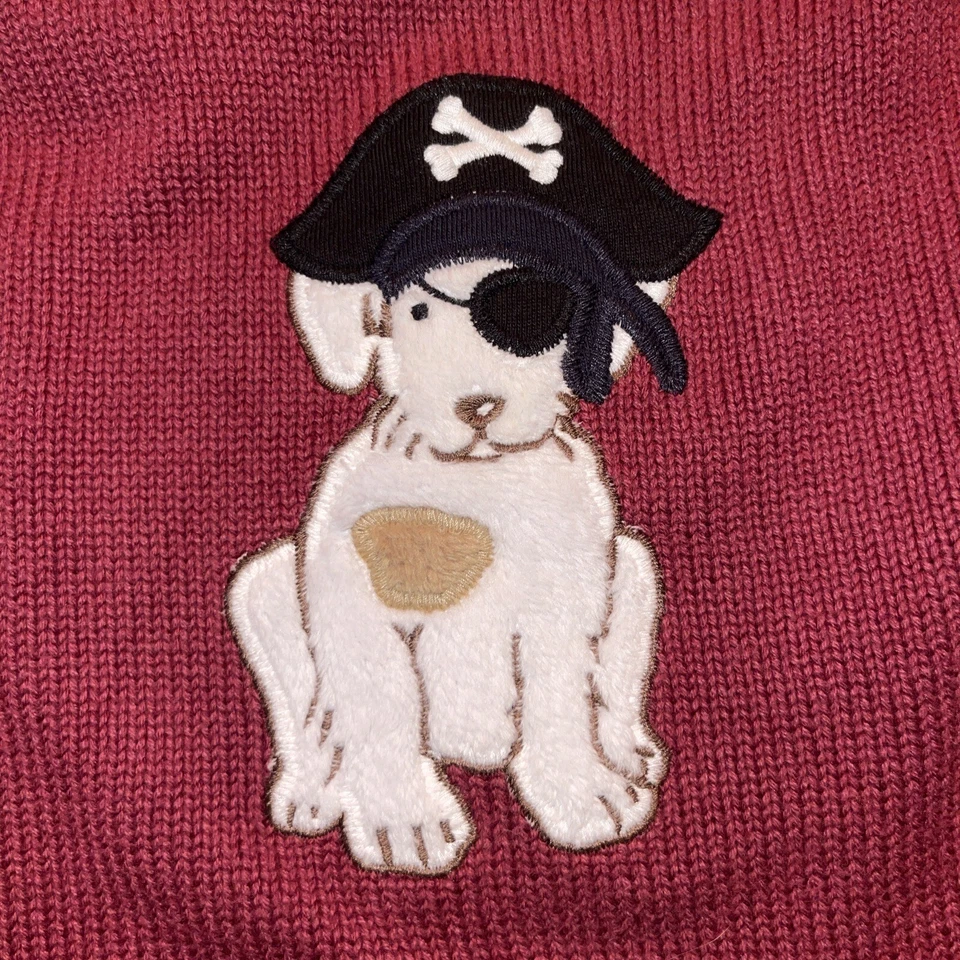 Suéter Gymboree Niños 4T Granate Pirata Perro Difuso Cachorro Foto 2 de 4