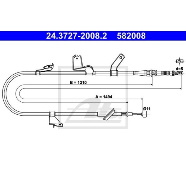 ATE Handbremsseil Bremsseil Hinten Rechts Passend FüR Suzuki Swift III-image