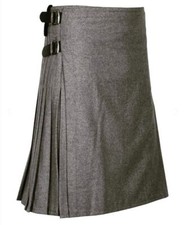 Grey Scottish Men's Traditional 8 Yard Kilt 100 Wool Kilt