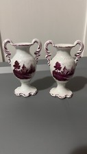 Erphila Germany Hand painted Red & White Matching Vases