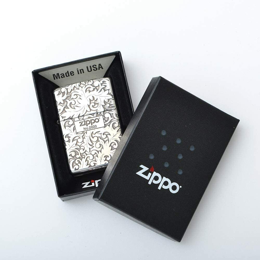 ZIPPO Lighter Classic Arabesque Logo Silver Plating 5-Sides