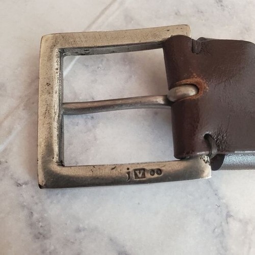 Cintura uomo John Varvatos pelle spaccata 30 marrone argento ferramenta fatta a mano in Italia - Foto 3 di 12