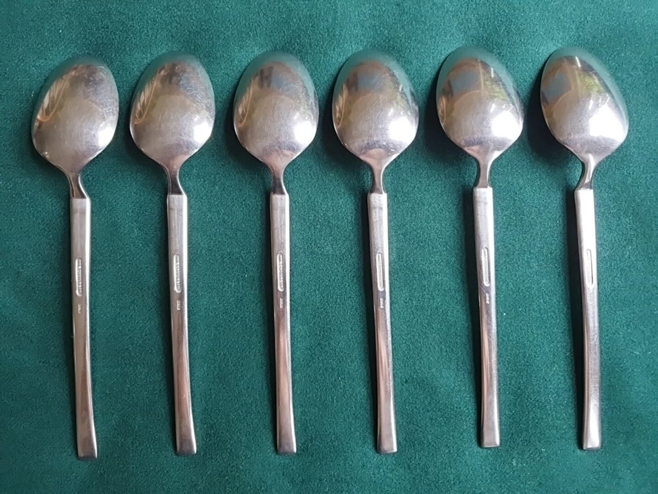 Vintage WMF RAVENNA Dessert Spoon x 6 cubiertos de acero inoxidable Foto 3 de 4