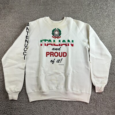 VINTAGE 90s Italian And Proud Sweatshirt Mens XL Pullover Crewneck