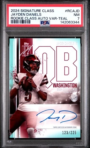2024 TOPPS SIG CLASS RC CLASS AUTO VAR TEAL #RCAJD JAYDEN DANIELS 123/225 PSA 7