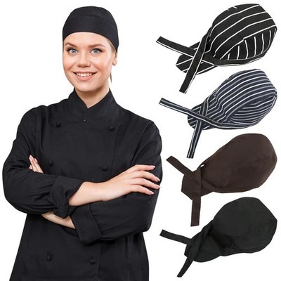 4 Pack Tie Back Chef Hat for Women Men - Adjustable Cap, Bandana Skull Cap, B