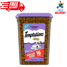 TEMPTATIONS Classic Crunchy and Soft Cat Treats Creamy Dairy Flavor, 16 oz. Tub