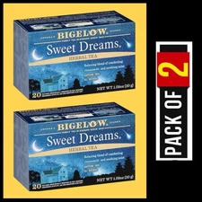 Bigelow Sweet Dreams Herbal Tea 2 box Total 40 Tea Bags Caffeine Free NW 30g EA