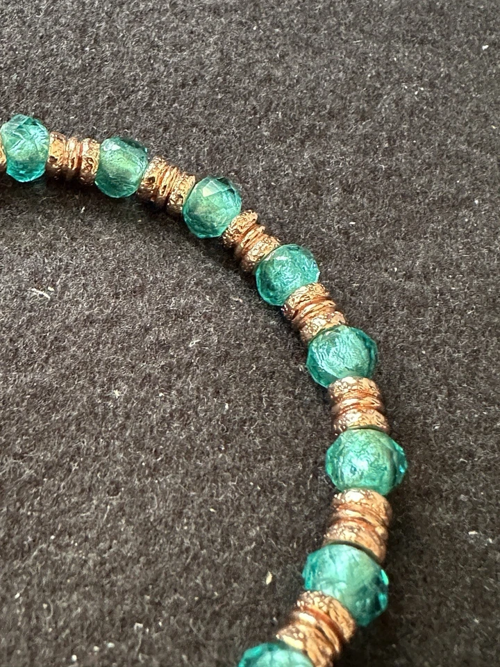 Pulsera Alex and Ani Azul Facetado Lámina Vidrio Vintage Foto 4 de 4