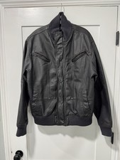 Marc Ecko Unltd Mens Leather Bomber Jacket Si...