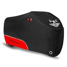 Motorcycle Cover Waterproof Outdoor Storage with Lock-Holes, 104" 420D Red