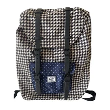 Herschel Backpack - Laptop Case- Black/ White Exterior Red/ White Interior -EUC