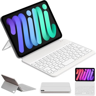 HOU Tastatur Hülle für iPad Mini 6/7 Bluetooth Folio Hintergrundbeleuchtung 8,3 Zoll Weiß Ständer